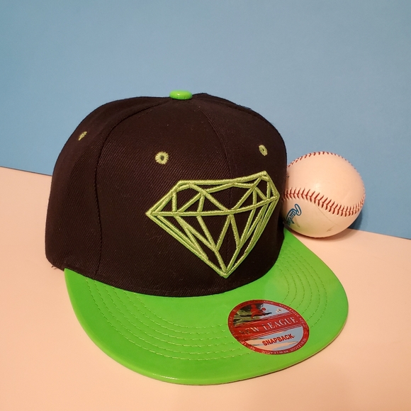 New League Other - Black & Neon Green Diamond Snapback Hat